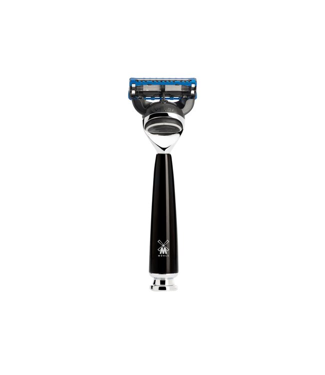 Muhle Rytmo scheerset in zwart edelhars - Gillette® Fusion5™ - kwast black fibre