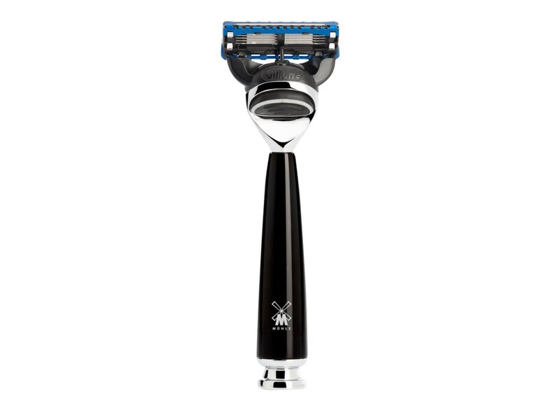Muhle Rytmo scheerset in zwart edelhars - Gillette® Fusion5™ - kwast black fibre