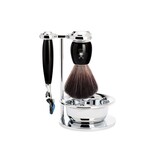 Muhle Leven scheerset in zwart edelhars - zeepbakje - Gillette® Fusion5™ - kwast black fibre