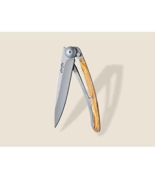 Deejo zakmes 27g - olijfhout - titanium