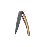 Deejo zakmes 27g - olijfhout - matzwart titanium