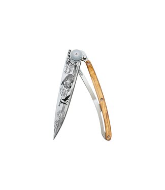 Deejo zakmes 37g - Van Life - olijfhout - titanium