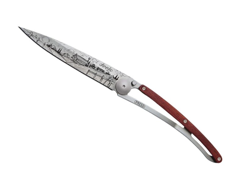 Deejo zakmes 37g - Farmer - koraalhout - titanium