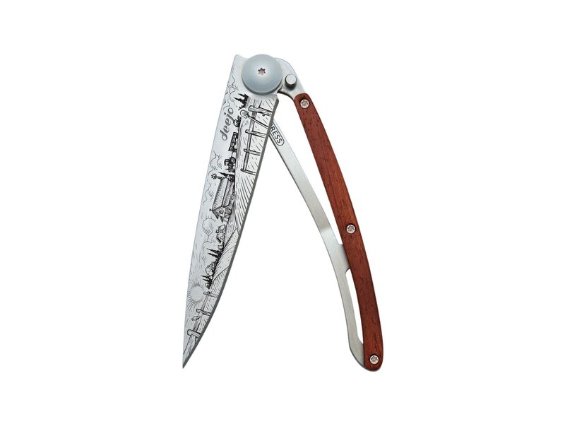 Deejo zakmes 37g - Farmer - koraalhout - titanium