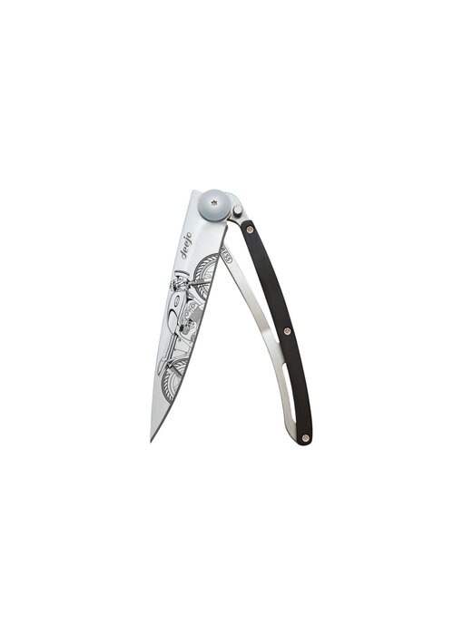 Deejo zakmes 37g - Cafe Racer - ebbenhout - titanium