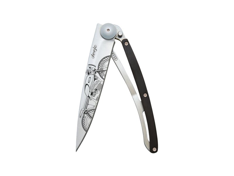 Deejo zakmes 37g - Cafe Racer - ebbenhout - titanium