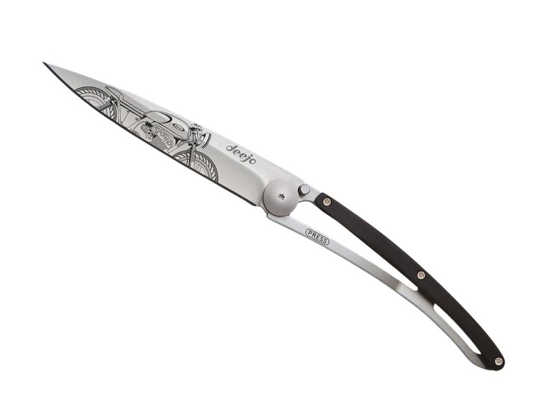 Deejo zakmes 37g - Cafe Racer - ebbenhout - titanium