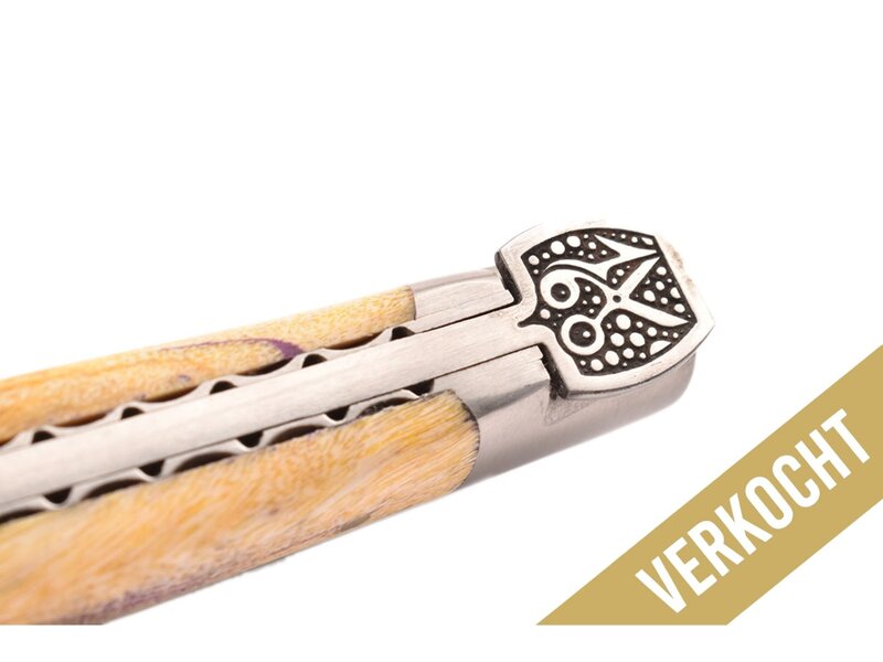 Laguiole en Aubrac Belle Pièce 160 jaar/3 - 12cm loupe de frêne teinté - damast balbach