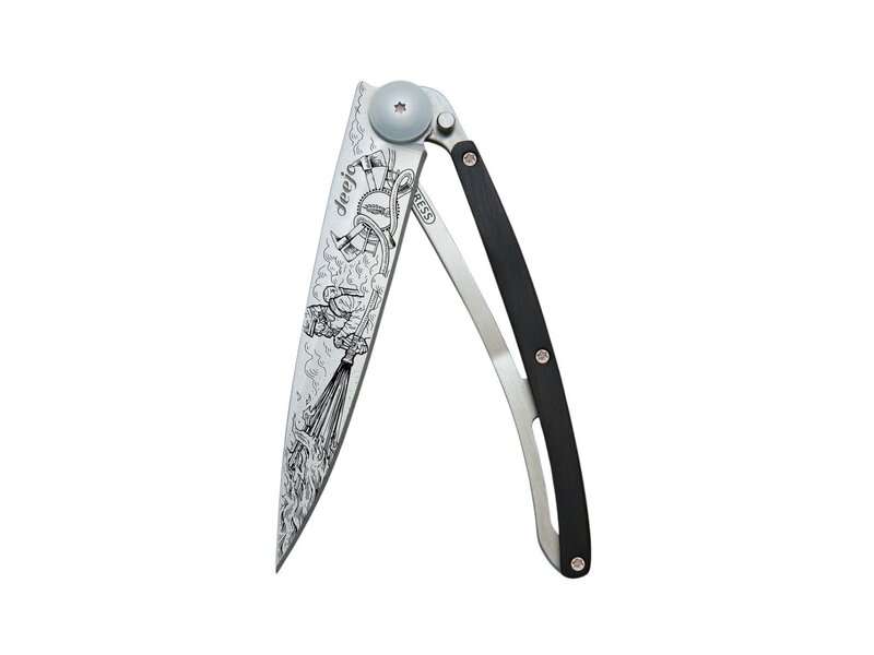 Deejo zakmes 37g - Firefighter - ebbenhout - titanium