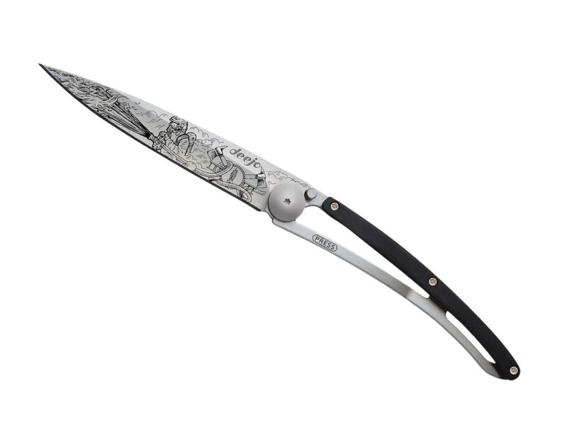Deejo zakmes 37g - Firefighter - ebbenhout - titanium