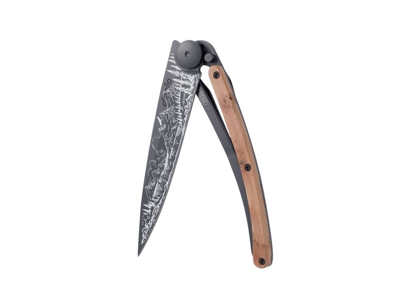 Deejo zakmes  37g - Mountain - jeneverbeshout - matzwart titanium