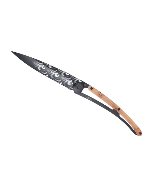 Deejo zakmes 37g - Art Déco - jeneverbeshout - matzwart titanium