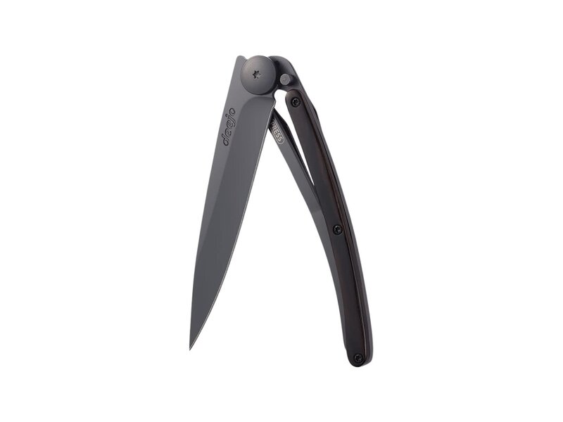Deejo zakmes 37g - ebbenhout - matzwart titanium