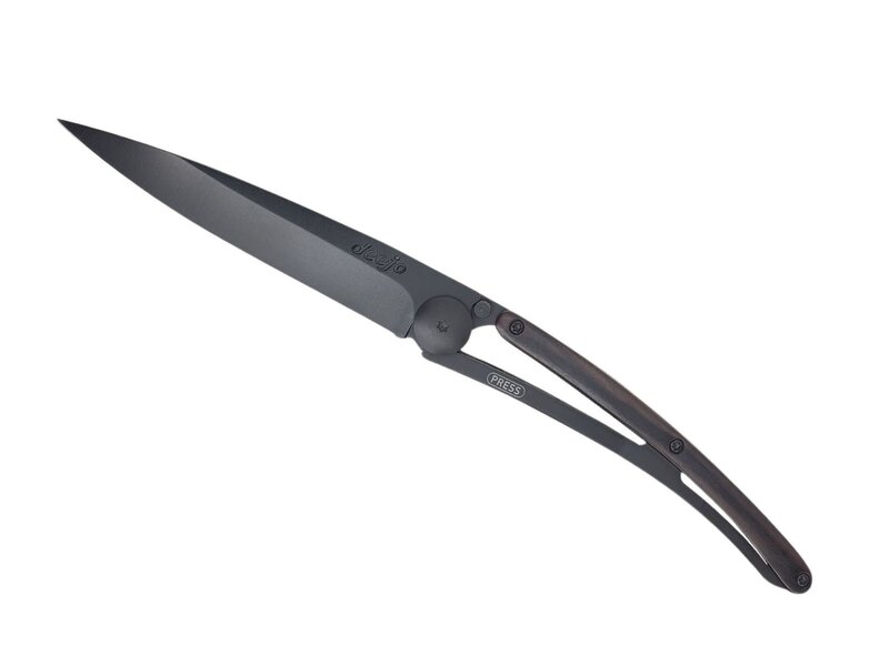 Deejo zakmes 37g - ebbenhout - matzwart titanium