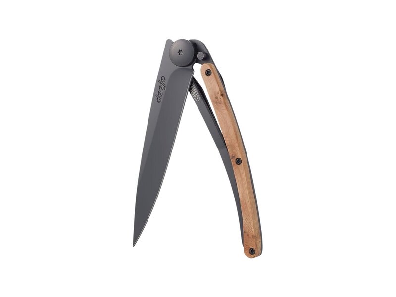 Deejo zakmes 37g - jeneverbeshout - matzwart titanium