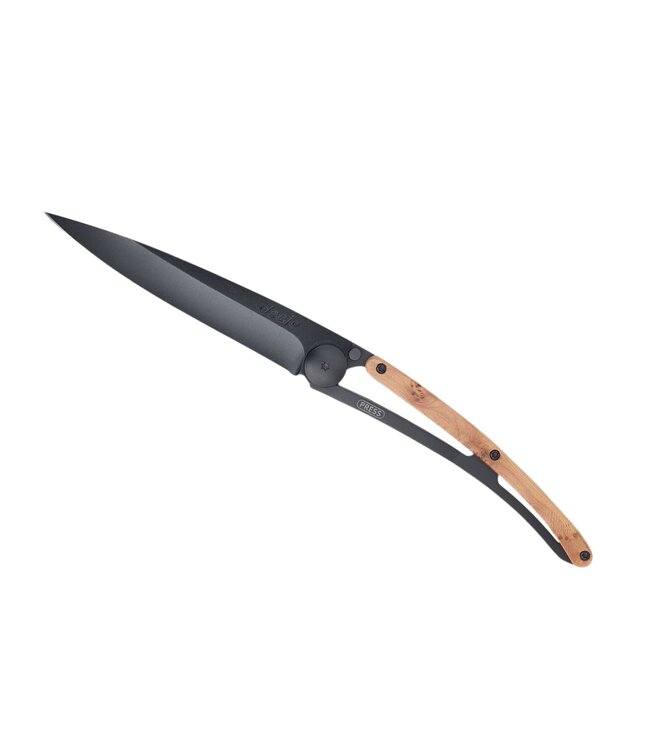 Deejo zakmes 37g - jeneverbeshout - matzwart titanium