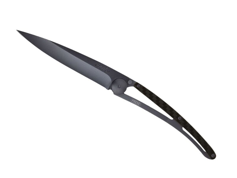 Deejo zakmes 37g - koolstofvezel - matzwart titanium