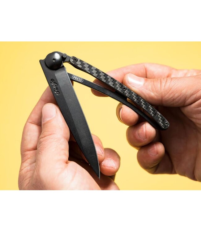 Deejo zakmes 37g - koolstofvezel - matzwart titanium