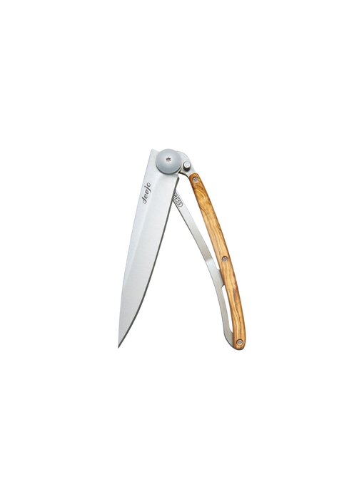 Deejo zakmes 37g - olijfhout - titanium