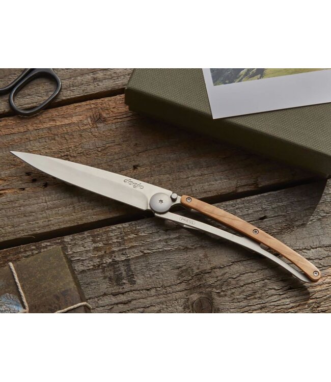 Deejo zakmes 37g - olijfhout - titanium