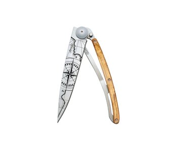 Deejo zakmes 37g - Terra Incognita - olijfhout  - titanium