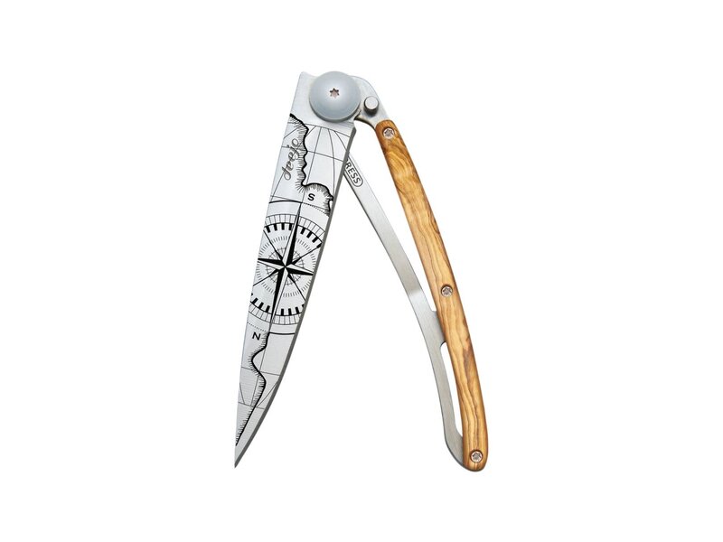 Deejo zakmes 37g - Terra Incognita - olijfhout  - titanium