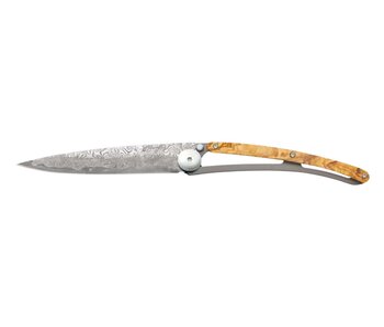 Deejo zakmes 37g - damascus - olijfhout - titanium