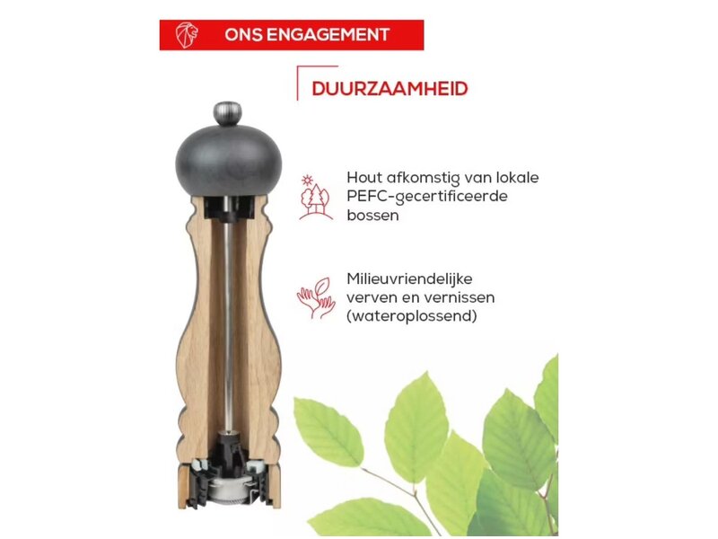 peugeot zoutmolen hout chocoladekleur - 15cm