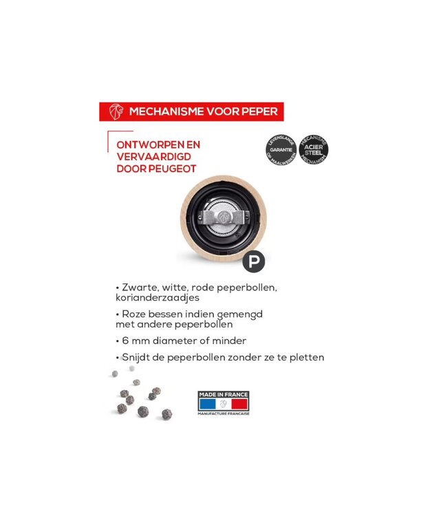 peugeot pepermolen hout graphite - 22cm