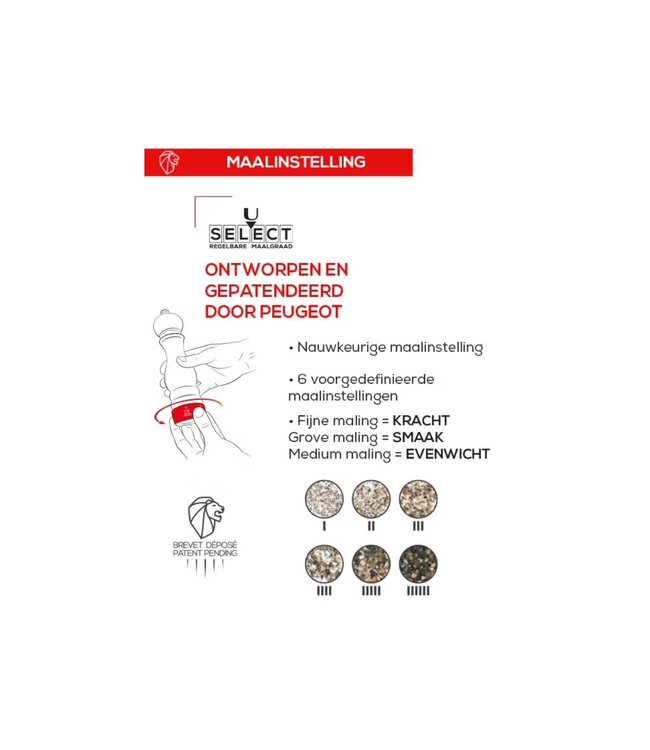 peugeot pepermolen hout rood - 40cm