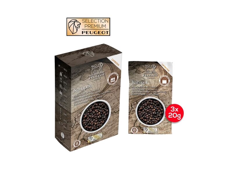 peugeot Kampot noire - zwarte peper uit Cambodja - 60gram