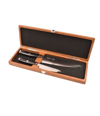 Yaxell Super Gou Ypsilon set met Japans koksmes 20cm en universeelmes 12cm