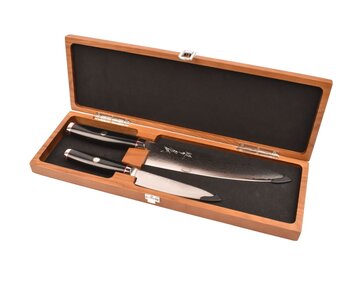 Yaxell Super Gou Ypsilon set met Japans koksmes 20cm en universeelmes 12cm