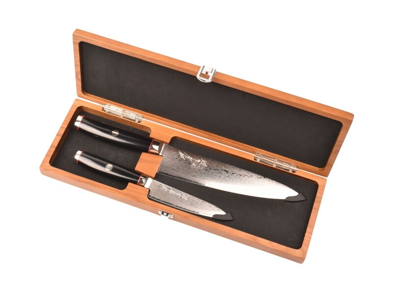 Yaxell Super Gou Ypsilon set met Japans koksmes 20cm en universeelmes 12cm