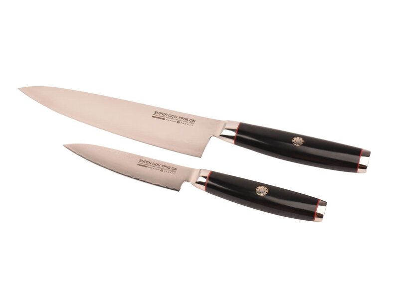 Yaxell Super Gou Ypsilon set met Japans koksmes 20cm en universeelmes 12cm