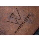 Wunschleder magneetblok in cortenstaal en plantaardig gelooid leer voor 6 messen