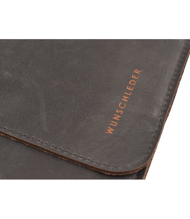 Wunschleder magnetische messentas - zwart vintage bio-leder - voor 4 messen