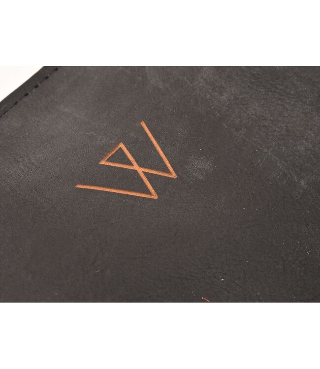 Wunschleder magnetische messentas - zwart vintage bio-leder - voor 4 messen