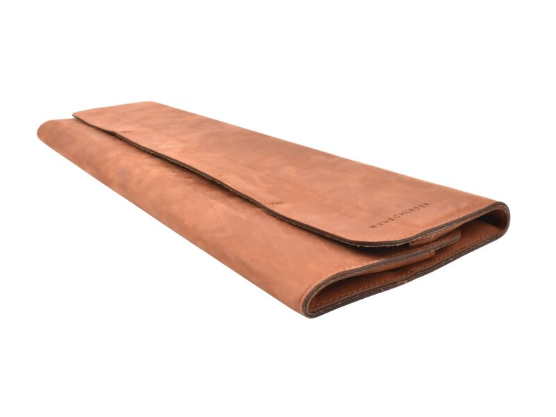 Wunschleder magnetische messentas - cognac vintage bio-leder - voor 4 messen