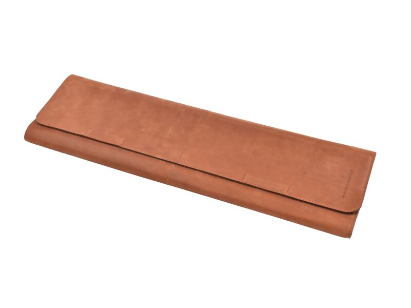 Wunschleder magnetische messentas - cognac vintage bio-leder - voor 4 messen