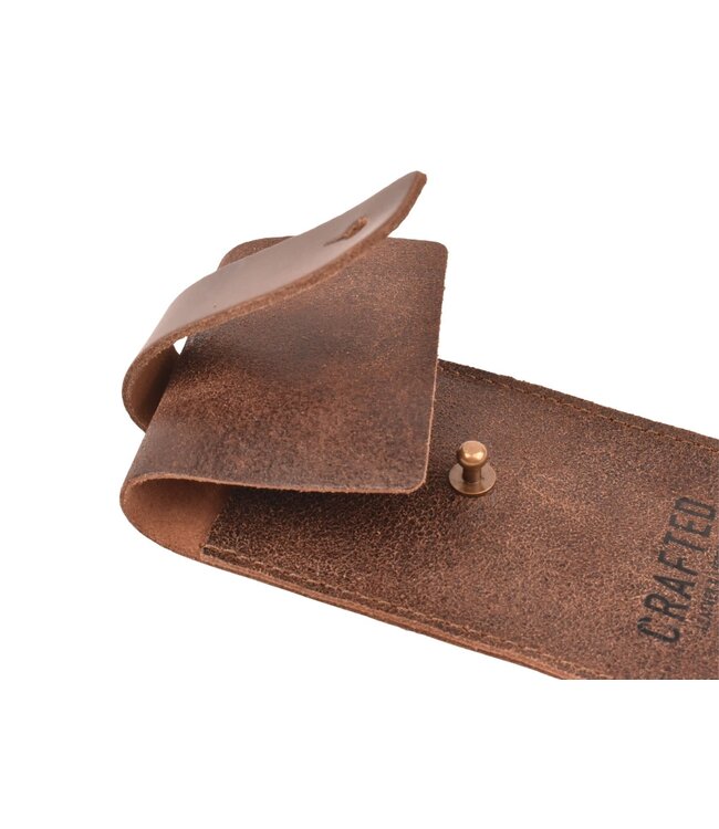 Crafted zakmeshouder - leder bruin