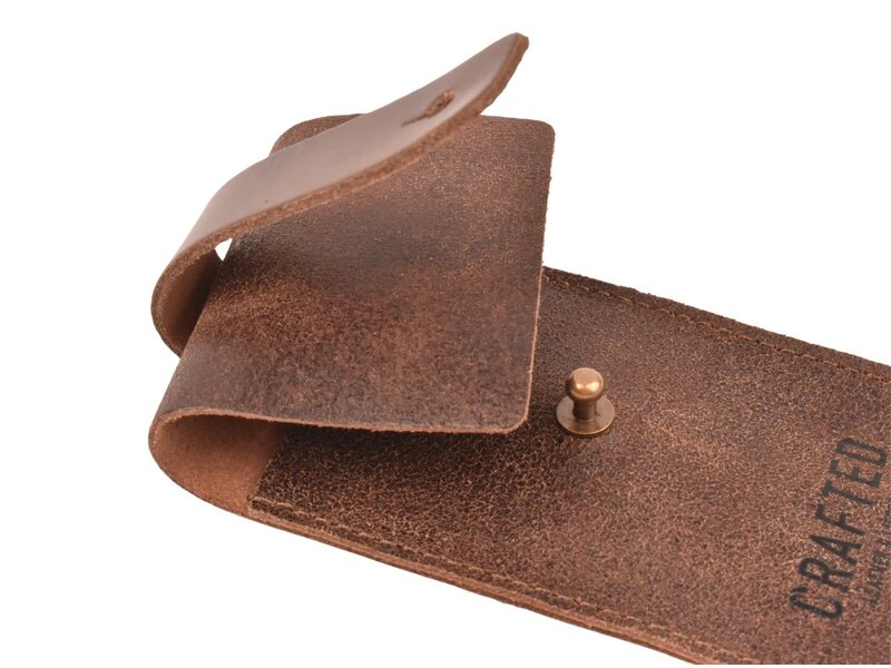 Crafted zakmeshouder - leder bruin