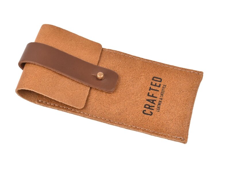 Crafted zakmeshouder - leder sand