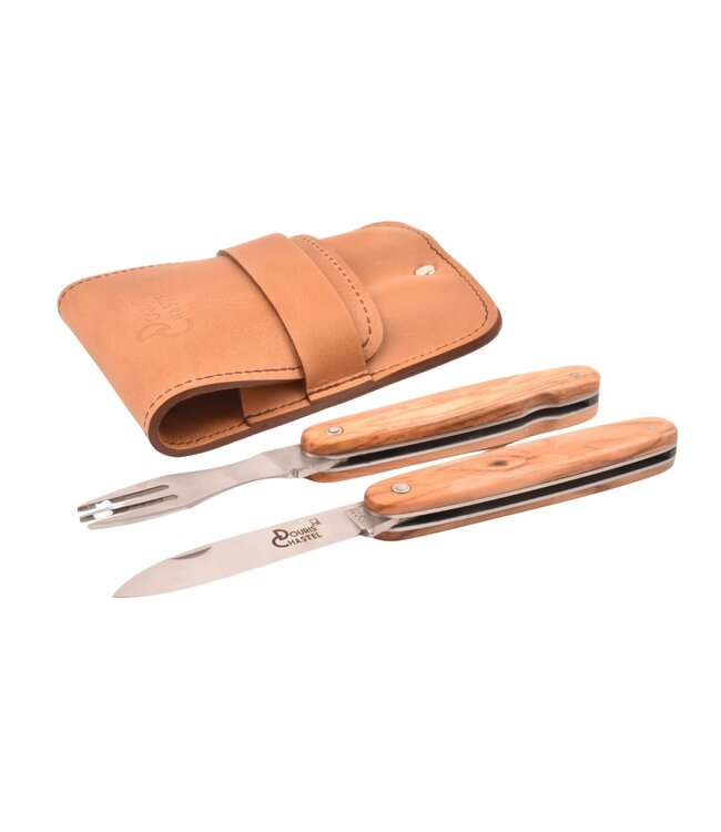 Goyon-Chazeau Navette picknickset met mes en vork - olijfhout