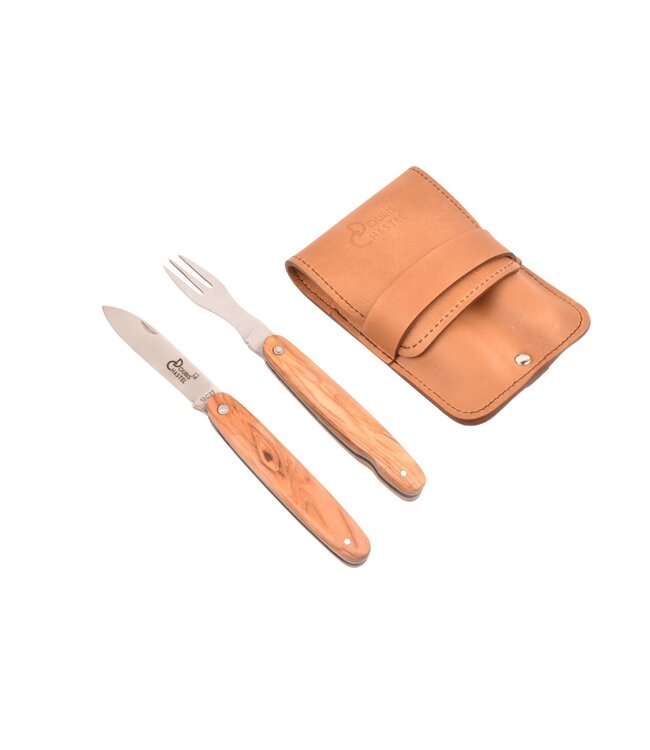 Goyon-Chazeau Navette picknickset met mes en vork - olijfhout
