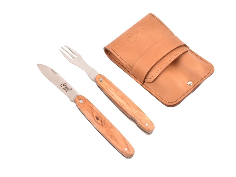 Goyon-Chazeau Navette picknickset met mes en vork - olijfhout