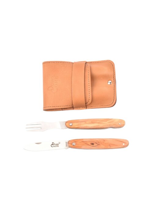 Goyon-Chazeau Navette picknickset met mes en vork - olijfhout