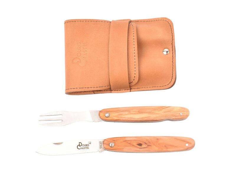 Goyon-Chazeau Navette picknickset met mes en vork - olijfhout