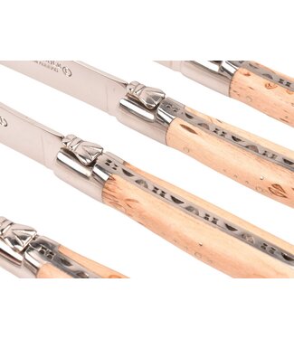 Laguiole en Aubrac 6 steakmessen berk naturel - glanzend