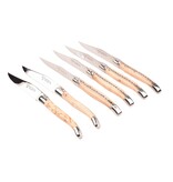 Laguiole en Aubrac 6 steakmessen berk naturel - glanzend